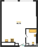 Планировка однокомнатной(квартира) площадью 47.9 квадратных метров в “ЖК River Park Кутузовский (Ривер Парк Тауэрс)”