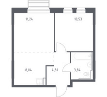 Планировка однокомнатной(квартира) площадью 38.46 квадратных метров в “ЖК Рублевский Квартал”