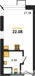 Планировка студии(квартира) площадью 22.08 квадратных метров в ЖК “ЖК Citimix (СитиМикс)”