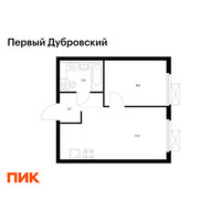 Планировка однокомнатной(квартира) площадью 33.4 квадратных метров в “ЖК Первый Дубровский”