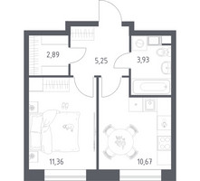 Планировка однокомнатной(квартира) площадью 34.1 квадратных метров в “ЖК Цветочные Поляны”