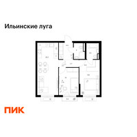 Планировка двухкомнатной(квартира) площадью 57.2 квадратных метров в “ЖК Ильинские луга”