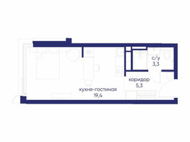 Планировка студии(квартира) площадью 28.02 квадратных метров в “ЖК Остров”