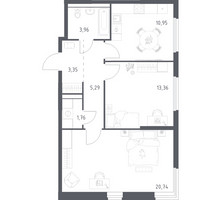 Планировка двухкомнатной(квартира) площадью 59.41 квадратных метров в “ЖК Пригород Лесное”