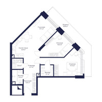 Планировка двухкомнатной(апартаменты) площадью 83.36 квадратных метров в “ЖК JOIS (Джойс)”