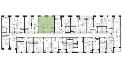 Планировка однокомнатной(квартира) площадью 42.2 квадратных метров в ЖК “ЖК Пушкино Град”