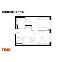 Планировка однокомнатной(квартира) площадью 35.13 квадратных метров в “ЖК Ильинские луга”