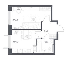 Планировка однокомнатной(квартира) площадью 34.56 квадратных метров в “ЖК Томилино Парк”