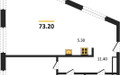 Планировка однокомнатной(квартира) площадью 73.2 квадратных метров в “ЖК FORIVER Residence (Форивер Резиденс)”
