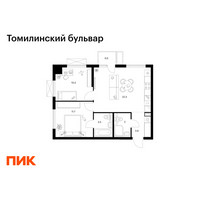 Планировка двухкомнатной(квартира) площадью 55.2 квадратных метров в “ЖК Томилинский бульвар”
