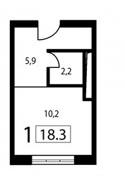 Планировка студии(квартира) площадью 18.3 квадратных метров в ЖК “New Form Аминьевское”