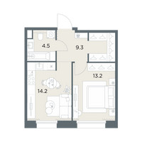 Планировка однокомнатной(квартира) площадью 41.2 квадратных метров в “ЖК Станиславский”