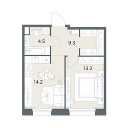 Планировка однокомнатной(квартира) площадью 41.2 квадратных метров в ЖК “ЖК Станиславский”