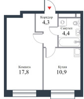 Планировка однокомнатной(квартира) площадью 37.4 квадратных метров в “ЖК Ривер Парк Коломенский”