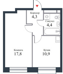 Планировка однокомнатной(квартира) площадью 37.4 квадратных метров в “ЖК Ривер Парк Коломенский”
