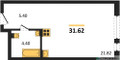 Планировка квартиры Студия (Апартаменты)31.62