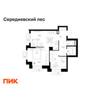Планировка двухкомнатной(квартира) площадью 50.5 квадратных метров в “ЖК Середневский лес”