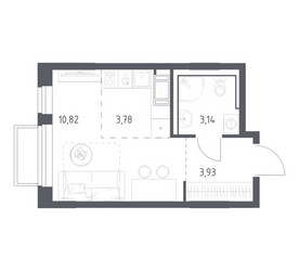 Планировка студии(квартира) площадью 21.67 квадратных метров в ЖК “ЖК Томилино Парк”