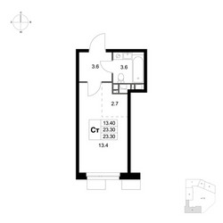 Планировка студии(квартира) площадью 23.3 квадратных метров в ЖК “ЖК Легенда Марусино”