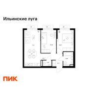 Планировка двухкомнатной(квартира) площадью 49.55 квадратных метров в “ЖК Ильинские луга”