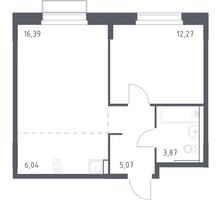 Планировка однокомнатной(квартира) площадью 43.64 квадратных метров в “ЖК Новое Внуково”