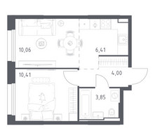 Планировка однокомнатной(квартира) площадью 34.73 квадратных метров в “ЖК Квартал Строгино”