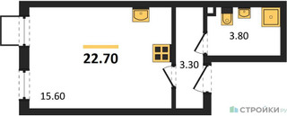 Планировка студии(квартира) площадью 22.7 квадратных метров в “ЖК Лучи-2”