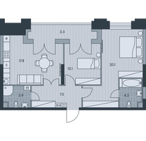 Планировка трехкомнатной(квартира) площадью 67 квадратных метров в “ЖК Ever (Эвер)”