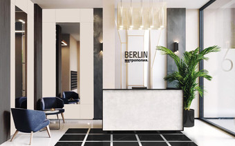 Лобби в корпусе Berlin в ЖК "Метрополия"