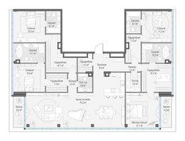 Планировка трехкомнатной(квартира) площадью 260 квадратных метров в “Клубный квартал "Фрунзенская набережная"”
