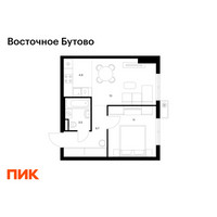 Планировка однокомнатной(квартира) площадью 39.1 квадратных метров в “ЖК Восточное Бутово”