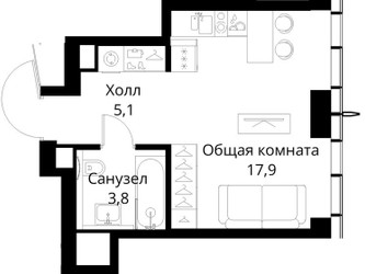 Планировка студии(квартира) площадью 26.8 квадратных метров в ЖК “ЖК Сити Бэй”