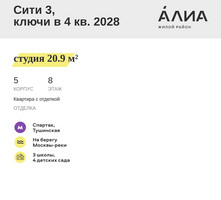 Планировка студии(квартира) площадью 20.9 квадратных метров в “ЖК АЛИА”