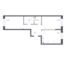 Планировка двухкомнатной(квартира) площадью 52.9 квадратных метров в “ЖК ЭкоБунино (Южное Бунино)”