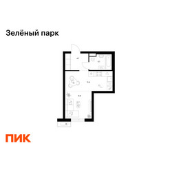 Планировка студии(квартира) площадью 29 квадратных метров в ЖК “ЖК Зеленый парк”