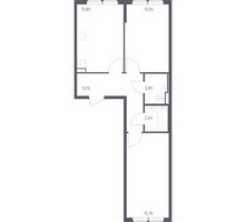 Планировка двухкомнатной(квартира) площадью 57.4 квадратных метров в “ЖК Остафьево”