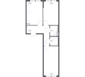 Планировка двухкомнатной(квартира) площадью 57.4 квадратных метров в ЖК “ЖК Остафьево”
