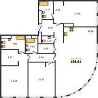 Планировка трехкомнатной(квартира) площадью 156.61 квадратных метров в “ЖК Sky View (Скай Вью)”