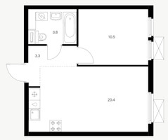 Планировка двухкомнатной(квартира) площадью 48 квадратных метров в “Ярославский квартал”