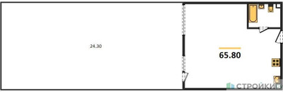 Планировка однокомнатной(квартира) площадью 65.8 квадратных метров в ЖК “ЖК Прокшино”