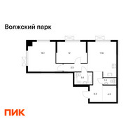 Планировка двухкомнатной(квартира) площадью 64.7 квадратных метров в “ЖК Волжский Парк”
