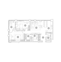 Планировка трехкомнатной(квартира) площадью 84.7 квадратных метров в ЖК “ЖК ВЭРИ на Миклухо-Маклая”