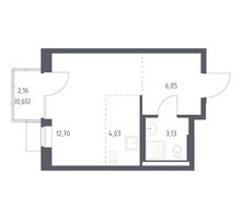 Планировка студии(квартира) площадью 26.56 квадратных метров в “ЖК Подольские кварталы”