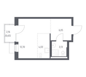 Планировка студии(квартира) площадью 26.56 квадратных метров в ЖК “ЖК Подольские кварталы”