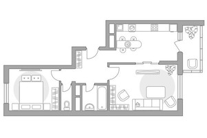 Планировка двухкомнатной(квартира) площадью 58.02 квадратных метров в “ЖК Новая Алексеевская роща”