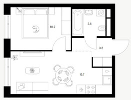 Планировка однокомнатной(квартира) площадью 32.7 квадратных метров в “ЖК 2-й Иртышский”