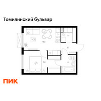 Планировка однокомнатной(квартира) площадью 35.1 квадратных метров в “ЖК Томилинский бульвар”