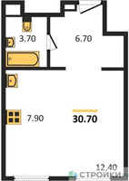 Планировка студии(квартира) площадью 30.7 квадратных метров в “ЖК Sydney City (Сидней Сити)”