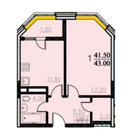 Планировка двухкомнатной(квартира) площадью 70.75 квадратных метров в “ЖК Центральный (Щёлково)”