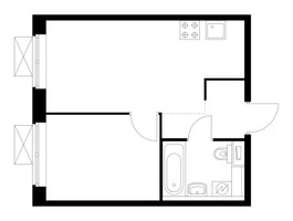 Планировка однокомнатной(квартира) площадью 32 квадратных метров в “ЖК Середневский лес”